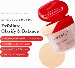 Medicube Pads Red Succinic Acid Pantheno Pad, Discos Exfoliantes con Ácido Succínico y Pantenol para Piel Propensa a Granos |   Niacinamida <span class=keywords><strong>No</strong></span> Comedogénica 70 Pads - Product Image 2