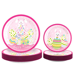 Juego de Platos de Papel con Diseño de Conejo para Fiesta Temática de Pascua DAMAI, Vajilla Desechable, Decoraciones para Fiesta de Pascua con Pancarta de Conejo - Product Image 5