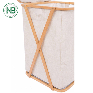 Giỏ Đựng Đồ Giặt Bằng Tre Lớn Đơn Giản Có Thể Gấp Gọn Giỏ Đựng Quần Áo Bẩn Phòng Tắm Có Khung <span class=keywords><strong>X</strong></span> Có Nắp Đậy Cho Phòng Tắm Phòng Ngủ - Product Image 4