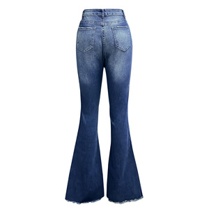<span class=keywords><strong>Jean</strong></span> évasé <span class=keywords><strong>déchiré</strong></span> <span class=keywords><strong>en</strong></span> denim extensible taille haute, coupe slim, style vintage, nouvelle collection printemps-été pour femme - Product Image 5