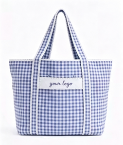 Sacs fourre-tout à carreaux personnalisés en gros, fabricant de sacs fourre-tout en tissu à carreaux colorés, OEM ODM - Product Image 3