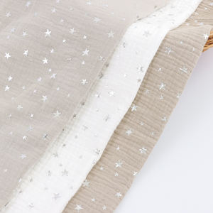 100% coton biologique Design lumineux paillettes dorure 2 couches <span class=keywords><strong>gaze</strong></span> froissée <span class=keywords><strong>gaze</strong></span> tissu de mousseline pour femmes chemises robes jupes - Product Image 2