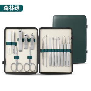 Juego de cortaúñas de acero inoxidable, 16 piezas, juego completo de herramientas para uñas y belleza, cortaúñas, agujas para puntos negros, depilador de vello nasal - Product Image 1