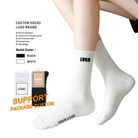 Chaussettes Crew en coton avec logo personnalisé pour femmes hommes, blanches respirantes avec impression brodée pour la saison de printemps directement du fournisseur