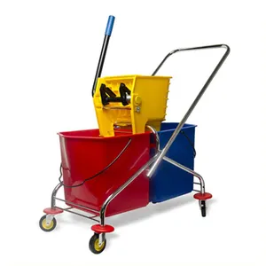 Chariot d'essoreuse de 25 litres en plastique mini 360 seau et serpillière de nettoyage de sol chariot à double seau essoreuse à serpillière