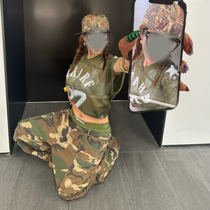 MZN <span class=keywords><strong>Pantaloni</strong></span> Cargo da <span class=keywords><strong>Donna</strong></span> Taglie Forti Jeans Multitasche con Fantasia Mimetica 3D <span class=keywords><strong>Pantaloni</strong></span> Traspiranti Estivi con Logo in Vita - Product Image 2