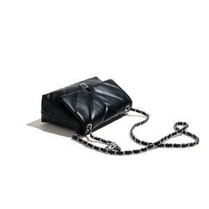 女式优雅白色绗缝斜跨PU皮革手提包小翻盖扣金属链<span class=keywords><strong>V</strong></span>斜挎包复古时尚秋季 - Product Image 3