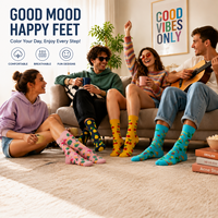 Chaussettes d'automne personnalisées antidérapantes en gros, motifs imprimés vibrants, logo personnalisé, respirantes, uniques, pour usage quotidien, cadeau