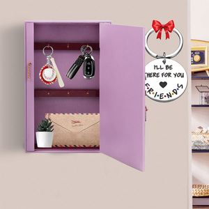 Wholesale Creative Home Decor Modern Simple Wall Mounted Key Storage Rack Door <b>Hook</b> Entryway Purple Box Wooden Craft Wall <b>Shelf</b> - Product Image 3