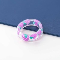 Kleurrijke Transparante Heldere Acryl Ringen Mode Sieraden Schattige Multi Color Fruit Hars Fancy Ring