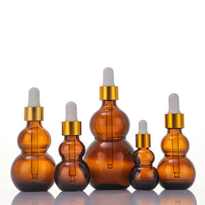 Großhandel Hautpflege Serum Kürbis form Bernstein Glasflasche 10ml 20ml 30ml 50ml 100ml Kosmetisches ätherisches Öl Glas Tropfer - Product Image 6