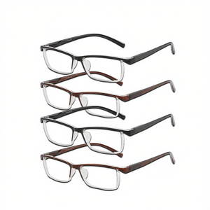 Occhiali da lettura quadrati unisex, confezione da 4, con cerniera a molla, lenti trasparenti multicolori per uomo e donna - Product Image 1