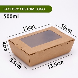 Cajas de Papel Kraft Biodegradables con Ventana y Logotipo Personalizado, <span class=keywords><strong>Caja</strong></span> Bento Desechable para Comida para Llevar, para Sushi y Kimbap - Product Image 4
