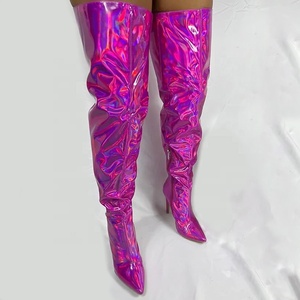 Bottes longues métalliques grande taille 46 pour femme, couleurs et tailles personnalisées, bottes hautes au-dessus du genou, bottines cuissardes pour femme, chaussures en promotion - Product Image 1