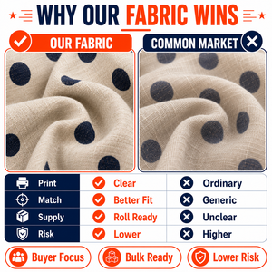 Tissu en <span class=keywords><strong>lin</strong></span> et viscose tissé, mélange rayonne-<span class=keywords><strong>lin</strong></span>, tissu imprimé personnalisé à pois pour jupe midi, robe, vêtement, vente en gros - Product Image 3