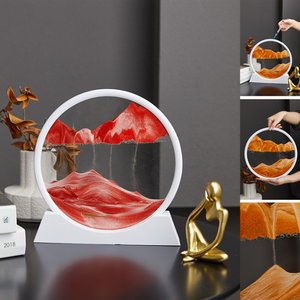 Marco de regalo para decoración de escritorio al por mayor, cuadro de arena movediza de arte marino profundo, cuadro de arena 3D redondo de vidrio con paisaje marino profundo - Product Image 3