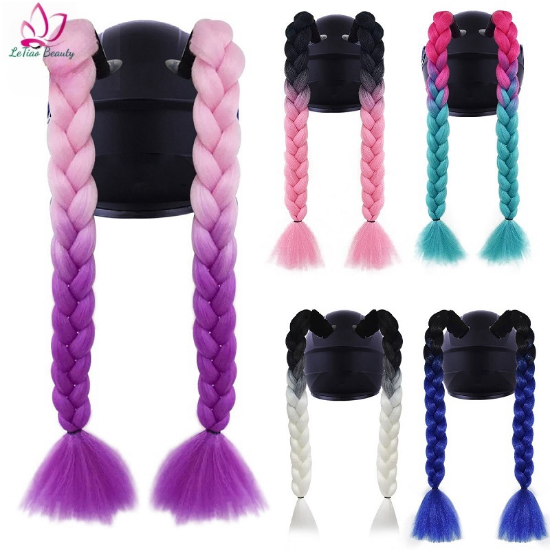 fake braid for motorcycle helmet Detachable Colorful Wig Pigtail Motorbike Long Hair Braid Colorful Motorcycle Ponytail Pigtail Cool Helmet Hair AccessoriesNot Included Helmet (Blue Purple) Home & Kitchen Whether youre commuting through the city or cruising the highways Helmet Braids Helmet Accessories Hair