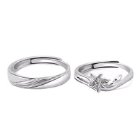 Cincin Perak Sterling S925 Pasangan Bunga Iris untuk Pria & Wanita, Desain Mewah Ringan Kelas Atas Model QL223