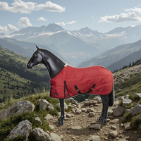 Couverture de cheval imperméable de haute qualité pour utilisation en extérieur, rouge, avec sangles réglables, coupe-vent et chaude