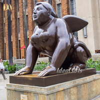Ideal Arts Hand Cared Decoración moderna para exteriores Artesanía de metal Bronce Desnudo Mujer gorda y escultura de toro de Botero
