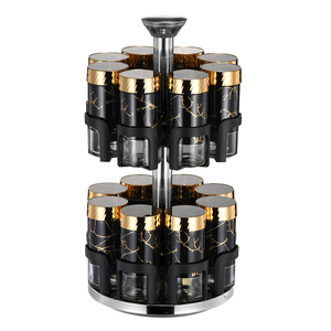 2 Katlı 360 Derece Dönebilen Baharatlık Seti, 12 Cam Kavanozlu, Dayanıklı, Çevre Dostu, Modern Baharat Düzenleyici, Mutfak Tezgahı İçin - Product Image 4