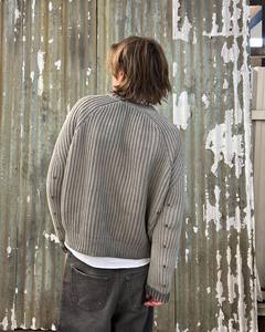 לוגו חדש נשטף רטרו מזדמנים אופנה לסרוג סוודר הצוואר הצוות גברים שרוול ארוך סרוג כותנה מותאם אישית - Product Image 2