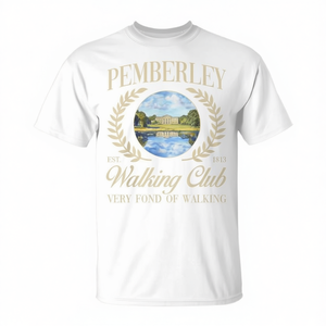 Camiseta Pemberley Walking Club blanca para adultos unisex con diseño Regency 1813 inspirada en Jane Austen - Product Image 2