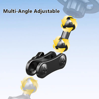 Support magnétique flexible en alliage d'aluminium à mouvement complet 360° pour téléphone portable et tablette, pour vélo, moto, lit, tableau de bord de voiture 17mm