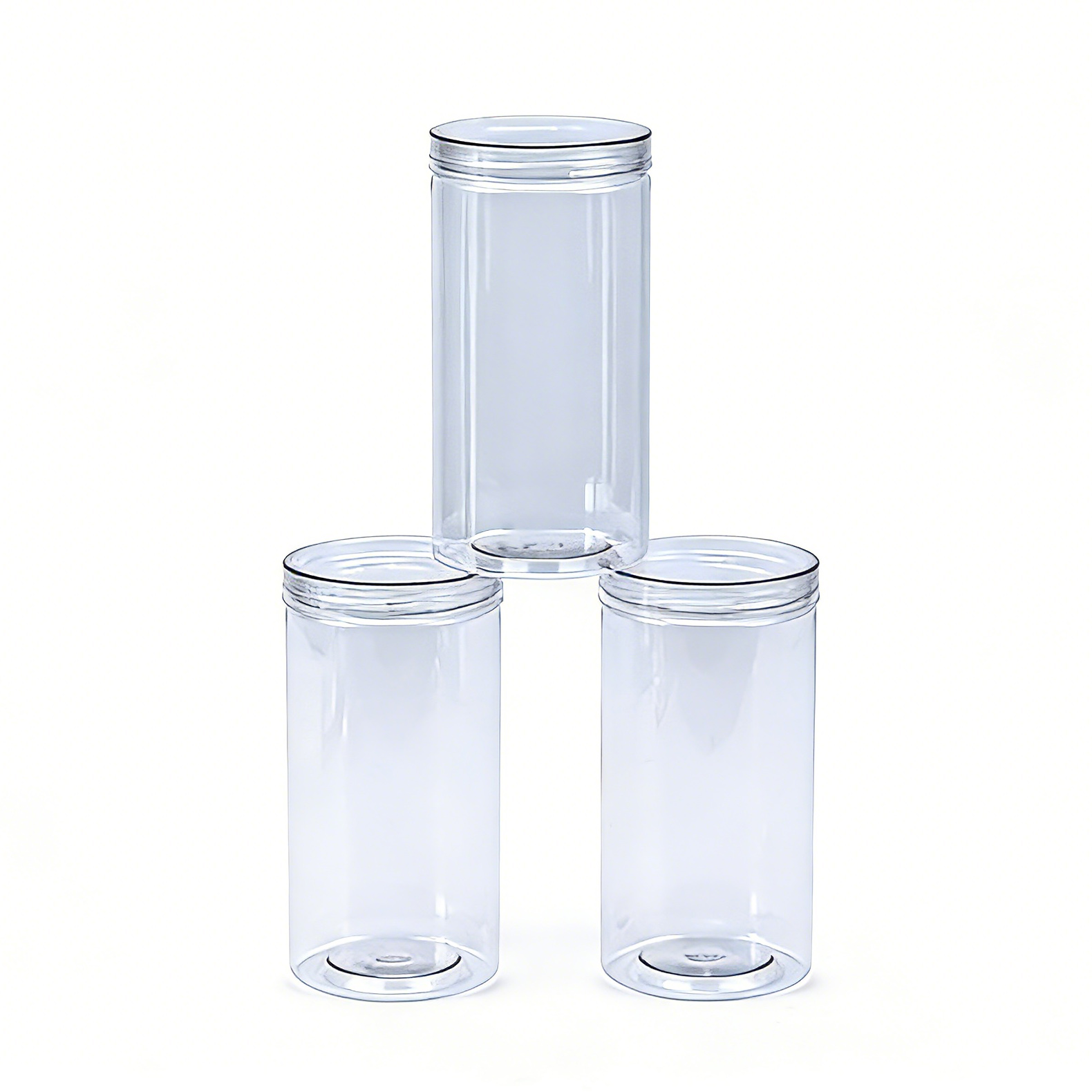 White Transparent Round PET Jar Food Grade 370ml Airtight Canister with Easy Open Pop Top Lid for Sugar Candy or Cake Storage