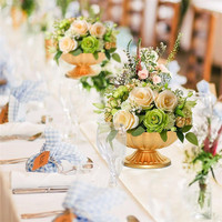 Vase à fleurs artificielles vintage en or pour mariage, centre de table de luxe en métal et fer, support de vase à fleurs pour la maison, l'hôtel, l'arrangement floral
