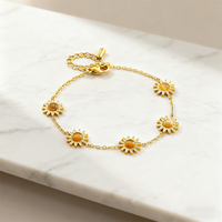 Conjunto de Acero Inoxidable 316L Personalizado con Ojo de Tigre y Girasol, Cadena de Oro PVD de 18k, Collar, Pendientes y Pulsera, Fabricante OEM
