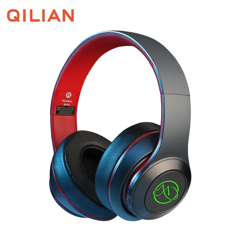 MOQ 1PC Custom led logo brand OEM light wireless bass BT headphones headset bluetooth for cell phone