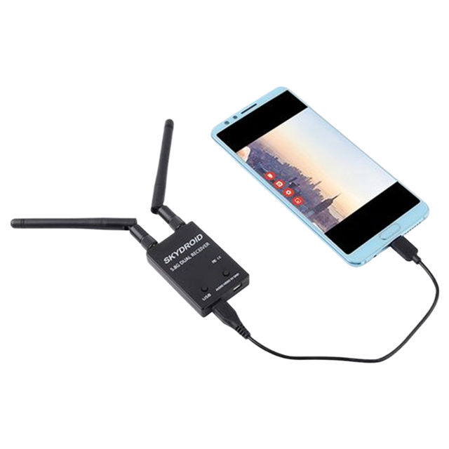 News Skydroid 5.8Ghz 150CH UVC OTG Smartphone Dual Antenna FPV Receiver for Android Tablet PC RC Drone-White