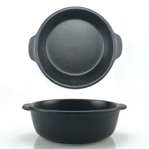 Cute Kitchen Iron Look Black Soup Noodles Salad Baking Dish 6 Inch Ceramic Bowl