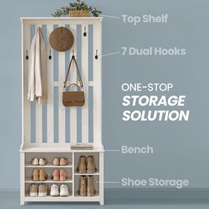 Armoire d'entrée <span class=keywords><strong>VASAGLE</strong></span> avec banc, porte-manteau moderne, armoire à manteaux avec étagère à chaussures - Product Image 4