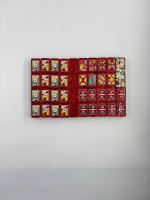 Mahjong de Noël rouge à confettis OEM ODM pour le divertissement, écologique avec règle de mesure des tuiles