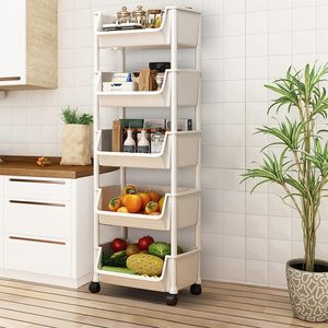 Movable Plastic Stainless Steel 5-Layer Multifunction Modern Bookshelf Toy Storage <b>Rack</b> Home Floor-standing Beverage Snack - Product Image 3