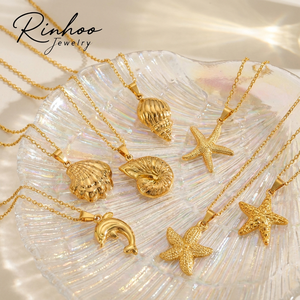 Collana RINHOO in Acciaio Inossidabile con Ciondolo a Stella Marina in Zirconi, Accessorio Boho per Donna, Regalo per Amiche - Product Image 1