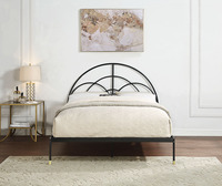 Vente en gros de lit king size en métal noir avec tête de lit incurvée de style gothique moderne italien