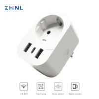 Prise intelligente Wi-Fi Tuya avec fonction de mesure de la consommation d'énergie, 2 ports USB et 1 port Type C, norme UE, compatible CN US AU, adaptateur et fiches intelligentes