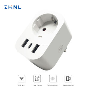 <span class=keywords><strong>Prise</strong></span> intelligente Wi-Fi Tuya avec fonction de mesure de la consommation d'énergie, 2 ports USB et 1 port Type C, norme UE, compatible CN US AU, adaptateur et fiches intelligentes - Product Image 4