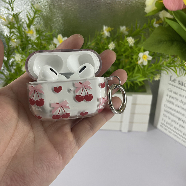 Colorful Cherry Custom Patterns 360 Degree Full Wrap Print Pattern case for Airpods 1 2 3 4 Pro Case Stylish Headphone Covering