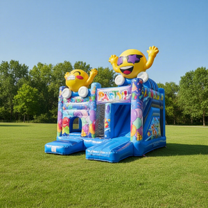 Château gonflable PVC « Smiley » pour enfants, idéal pour les fêtes et le divertissement intérieur/extérieur - Product Image 1