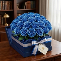 Rose artificielle exclusive scintillante faite à la main, en poudre d'or et cristal, fleurs bleues Enchantress, fleurs rouges artificielles, Saint-Valentin