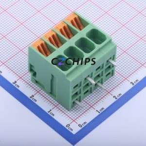 KF207RA-6.35-4P Spring Terminal Block Bent Lead Through Hole,P=6.35mm Connector 1x4P 6.35mm Green 4P - Product Image 1