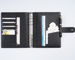 Custom Leather Business <b>Notebook</b> A5/B5/A4 Hardcover Ring <b>Binder</b> <b>Notebook</b> Six Holes Magnetic Closure Multi-functional Planner - Product Image 2