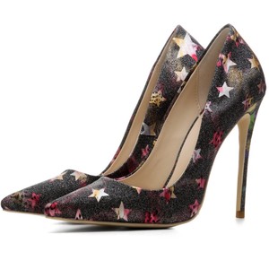 Chaussures à talons hauts personnalisées pour femmes, grandes tailles EU45, escarpins de soirée à étoiles colorées, style stiletto - Product Image 3