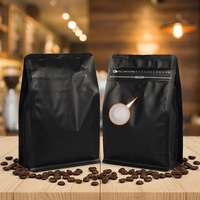Sac de stockage de grains de café à fond plat, en aluminium haute barrière de qualité alimentaire, imprimé sur mesure, refermable avec fermeture éclair facile à déchirer