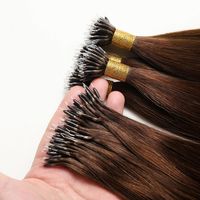 Prix de gros usine Extensions de cheveux humains Remy vierges russes authentiques de haute qualité, lisses et soyeuses, micro-nano anneaux, toutes couleurs