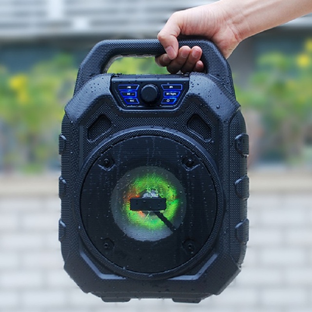 15w Outdoor Bluetooth Sound Box Party Portable Subwoofer With 2  Wireless Mic Led Karaoke Speaker